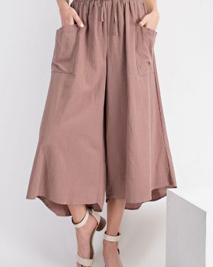 Women's Lightweight Light Weight Wide Leg Palazzo Linen Elastic Wasit Tie Front Side Pocket Bottom Pants Spring Pants Summer Pants